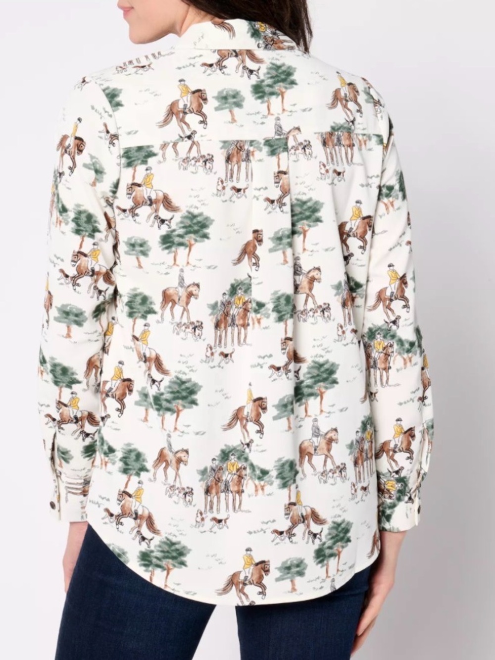 Studio Park x Shawn Killinger Horse & Hounds Equestrian Top NEW! Oversized - Picture 4 of 10